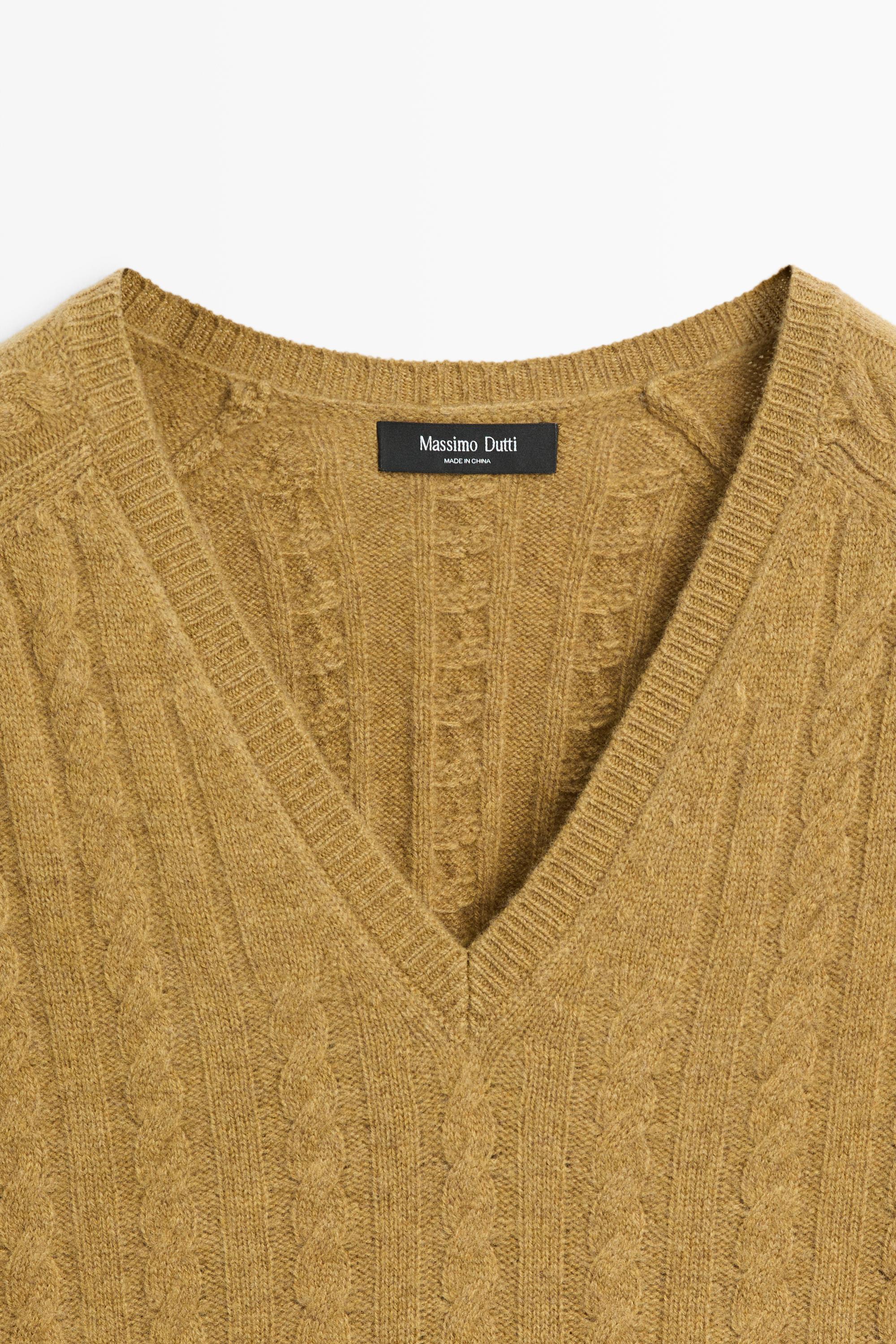 Wool blend cable-knit sweater
